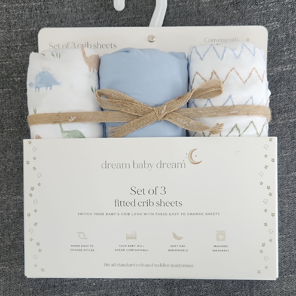 NWT Dream Baby Dream Set Of 3 Fitted Crib/Toddler Sheets